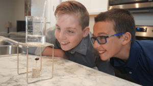 Two boys doing kitchen science