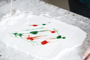 marble paper science - drop paint onto shaving cream