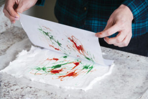 marble paper science - lift paper from size